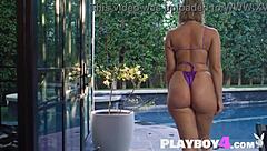 The BBW milf Alexis Texas posed outdoors, stripping naked to show her fat tits and big ass in solo.