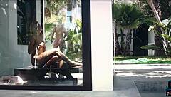 Housewife milf blonde gets hardcore sex with the gardener in the outdoor garden 😏