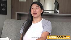 curvy latina with big tits gets a rough deep throat pounding at a fake casting in pov