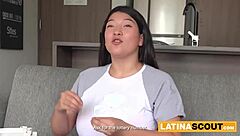 curvy latina with big tits gets a rough deep throat pounding at a fake casting in pov