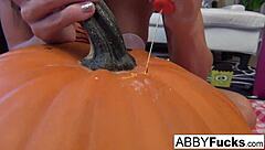 Abigail Carves A Pumpkin Then Plays With Herself