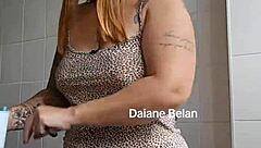 She wears tight shorts stuffed in big pussy for exhibitionist flash