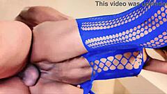 Horny Asian gets rough fucked in ass during Christmas homemade threesome with cum in mouth.