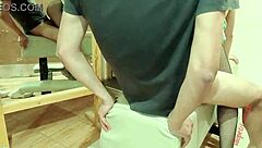 Skinny Petite Friend With Shaved Pussy Gets Wet And Bent Over On Homemade Furniture