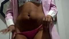 The black wife dances seductively for her lover on the marital bed, eager for his cum.