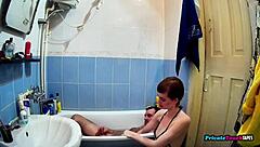 my skinny maid sucks my cock in the bathroom then gets fucked for excellent service