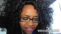 bootylicious ebony babe with shaved hairless body having a nice oral session