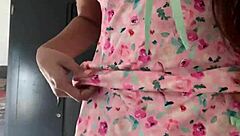 oh man, spying on this innocent latina teen in pajamas with her big natural tits 😏