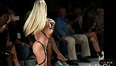 Swim suit runway in black tape edition