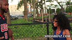 bootylicious ebony babe with shaved hairless body having a nice oral session