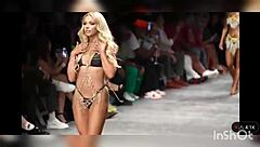 Swim suit runway in black tape edition