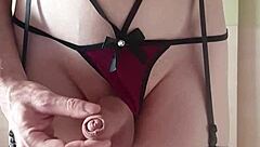 Misr4 in Burgundy Lingerie Close-Up