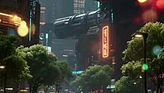 Curvy model poses in sexy future cyberpunk outfits during photoshoot.