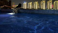 the pool girl brings a stranger to orgasm in three minutes inside the hotel room