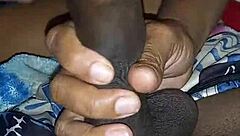 Neighbor gives intense deepthroat blowjob during movie night.