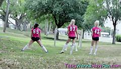 Hot teen 18+ sluts get pounded by big cocks at a wild party with blowjobs and facials.