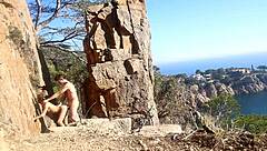 Hot couple having sex on a beach path 😍