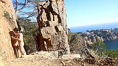 Hot couple having sex on a beach path 😍