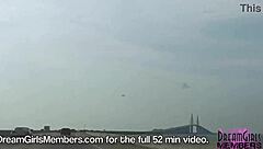 brunette flashes big tits topless in convertible