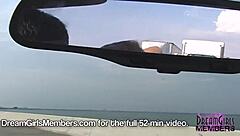 brunette flashes big tits topless in convertible