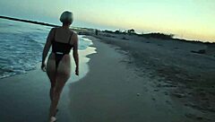 Blonde Shows Tits And Sucks Cock On Public Beach