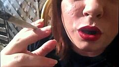 Sexy Bbw Tina Snua Lights Up Cork Cigarette with Drifts Snap Inhales Double Pumping Nose Exhales