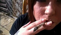 Sexy Bbw Tina Snua Lights Up Cork Cigarette with Drifts Snap Inhales Double Pumping Nose Exhales