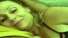 Blonde milf couple delivers intense handjob to orgasm with cumshot on beautiful tits