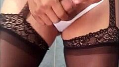 I masturbate with garter and white thong