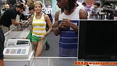 Girlfriend gets her pussy pounded hard for pawnshop credit with facial cumshot!