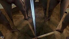 I watch six cocks cum in mirror