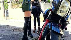 Pretty biker girl licks pussy