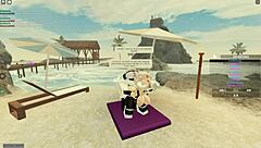 In Roblox, she deepthroats and rides for cum