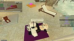 In Roblox, she deepthroats and rides for cum
