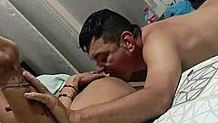 Ebony lesbian amateurs create homemade black passion in casual setting