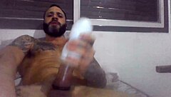 Jerk till burst with pierced nipples