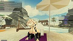 In Roblox, she deepthroats and rides for cum