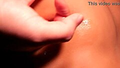 Boldly Licking Shaved Pussy Close-Up