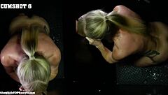 Honey swallows cum at gloryhole like a pro.