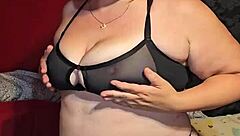 Milf shows big thong ass in panties