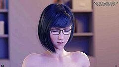 freshwomen petite asian babe with glasses gets doggystyle fucked and creampied in 3d game?