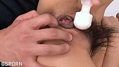 Big tits Japanese girl from Tokyo city fucked at first time with vibrator blowjob sex cum in mouth, beautiful teen 18+ action