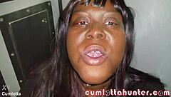 cumlotta hunter takes on the glory hole like a true slut, getting cum in mouth