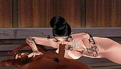 IMVUでメルクシルのビッグブラックコックを吸ってる、すごくデカくてほとんど入らない