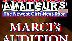 Inked hottie Marci dildo fucks pussy while rubbing tits bent over