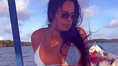 brazilian latina wife in bikini on boat ride