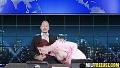 Hot Milfs Get Freeused During News Broadcast