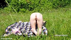 i spied on this young czech redhead flashing at the beach