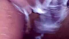 Nineteen-Year-Old Boy Shaves While Stroking His Massive Black Cock