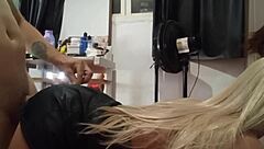 stepson catches stepdaughter masturbating and punishes her with sex toy